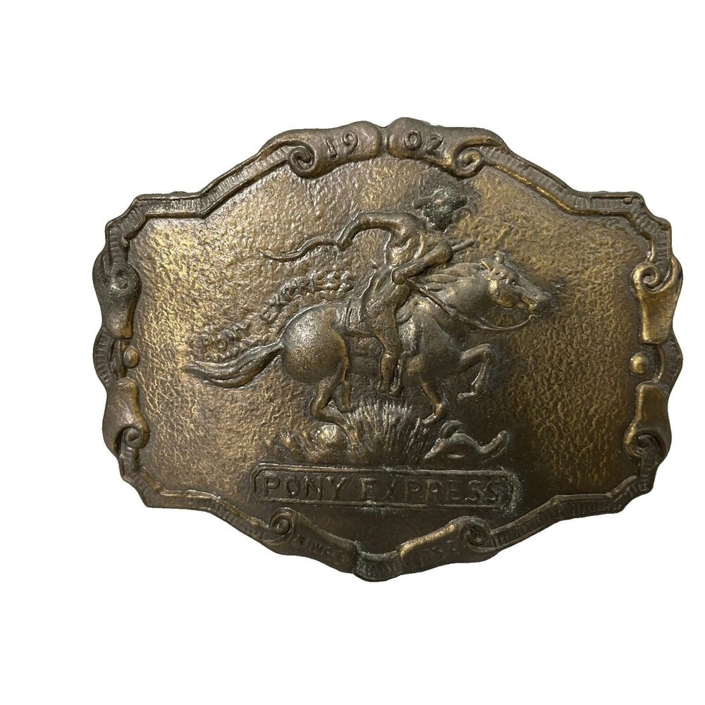 Vintage 1902 Pony Express Since 1852 Belt Buckle - Picture 2 of 5